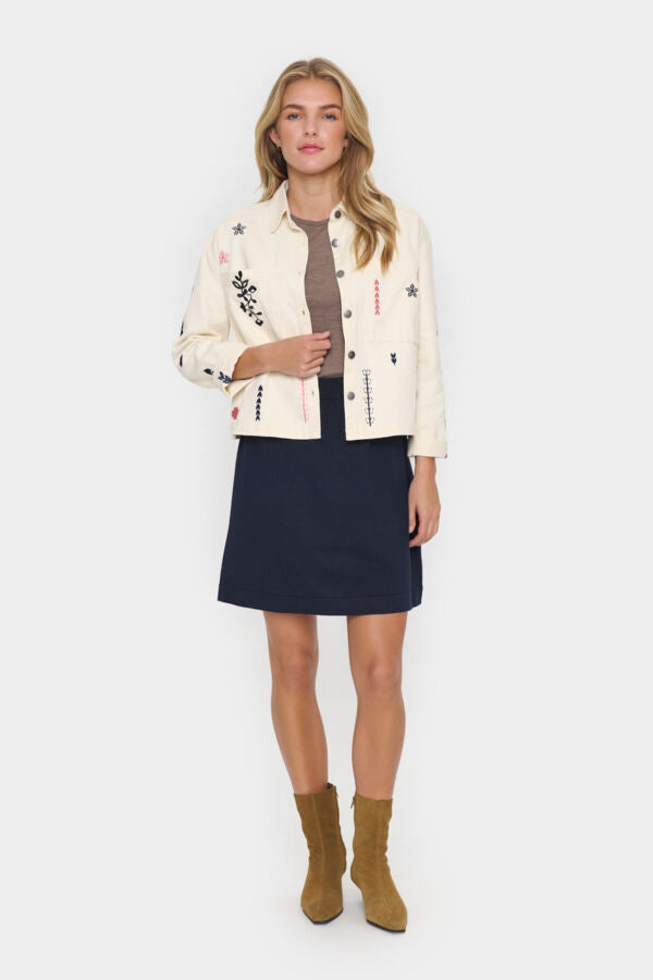 Jean jacket embroidery creme