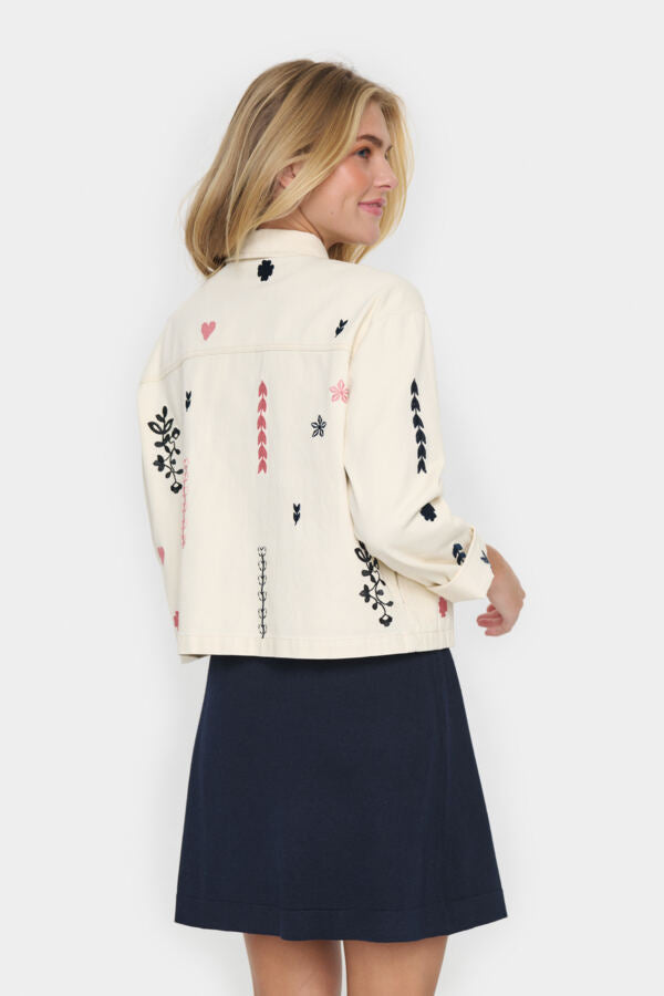 Jean jacket embroidery creme