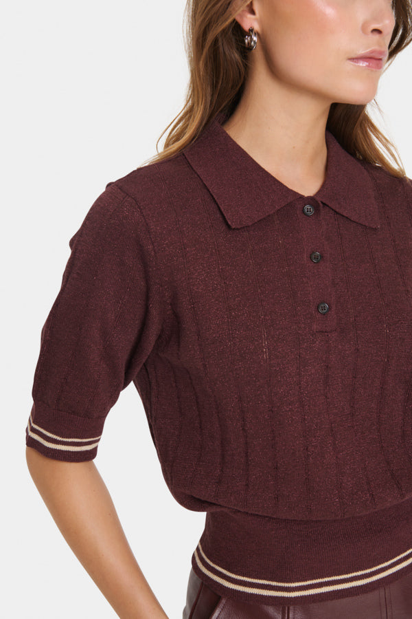Leslie polo lurex decadent chocolate