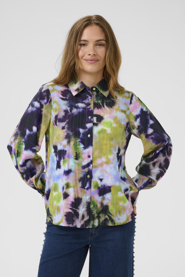 Justine Gally shirt green/blue abstract