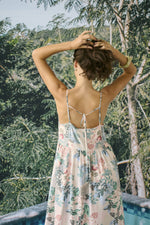 Lotus Greece strap dress blue leaf