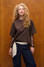 Colum lace t-shirt coffee bean
