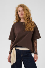 Colum lace t-shirt coffee bean