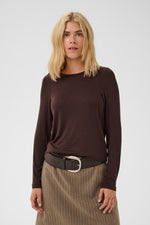 Nia t-shirt rib bruin of lila