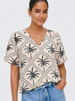Gaby v-neck top beige-zwart of paars paisley