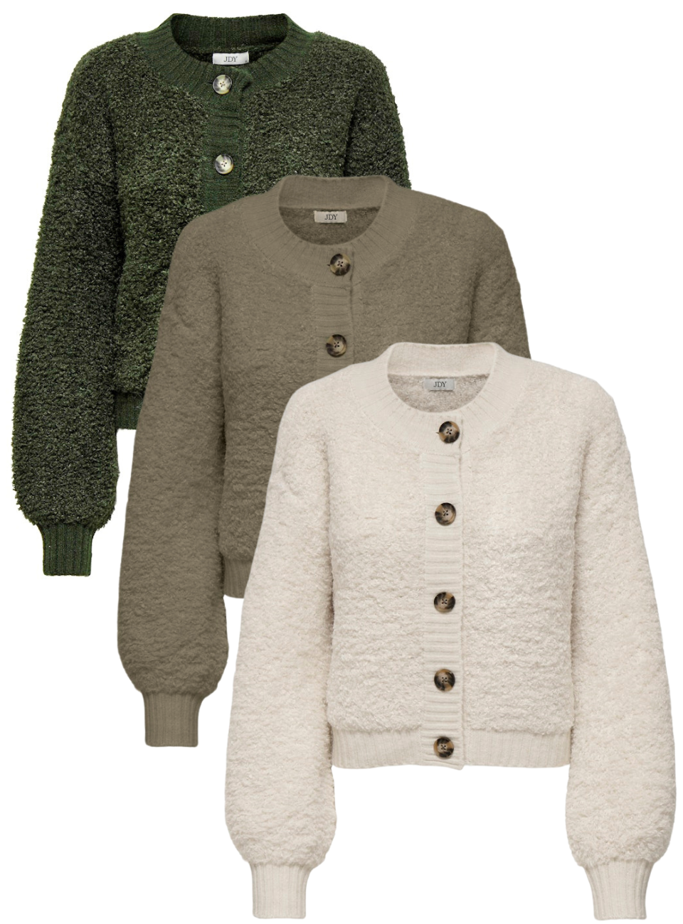 Eira cardigan ecru, groen of walnut