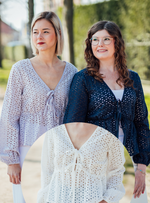Sunny anglaise tie top wit, donkerblauw of lila
