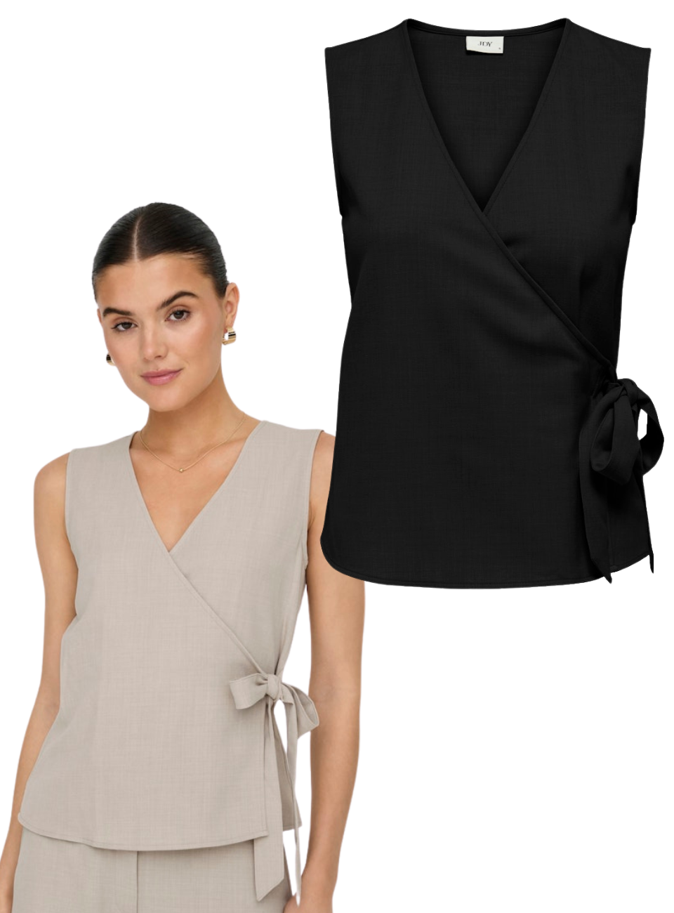 Nina wrap top zwart of beige