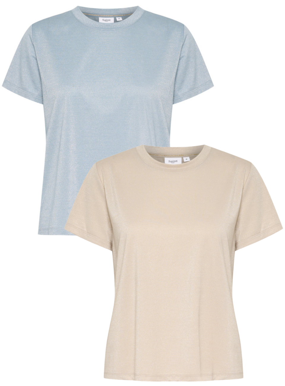 Haga glitter t-shirt taupe of lichtblauw