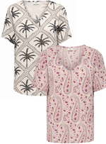 Gaby v-neck top beige-zwart of paars paisley