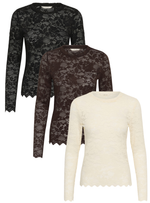Pitia lace blouse ecru, bruin of zwart