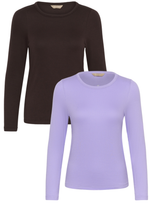 Nia t-shirt rib bruin of lila