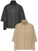 Memory rib jacket camel beige of grijs
