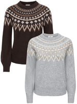 Junie fair isle pull bruin of grijs