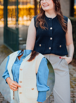 Stella vest ecru of donkerblauw