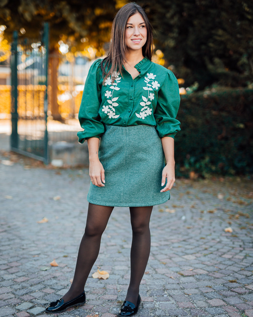 Wooly skirt pineneedle melange