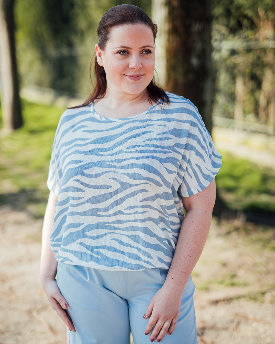 Amber top soft chambray zebra