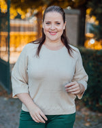 Dela 3/4 sleeve pull oat melange