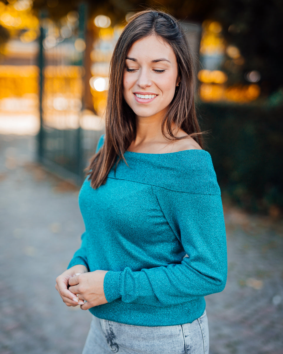 Mopaz lurex top harbor blue