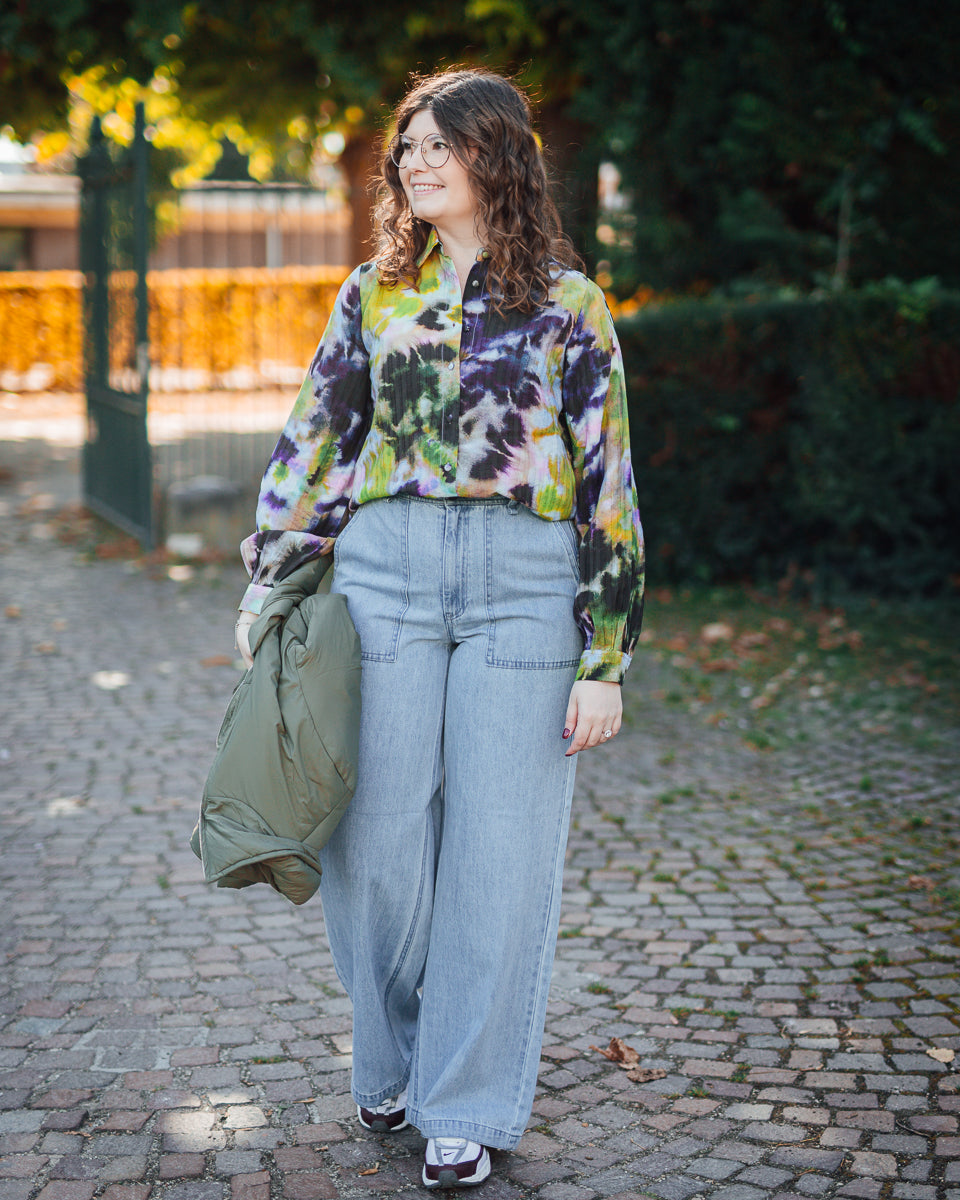 Justine Gally shirt green/blue abstract