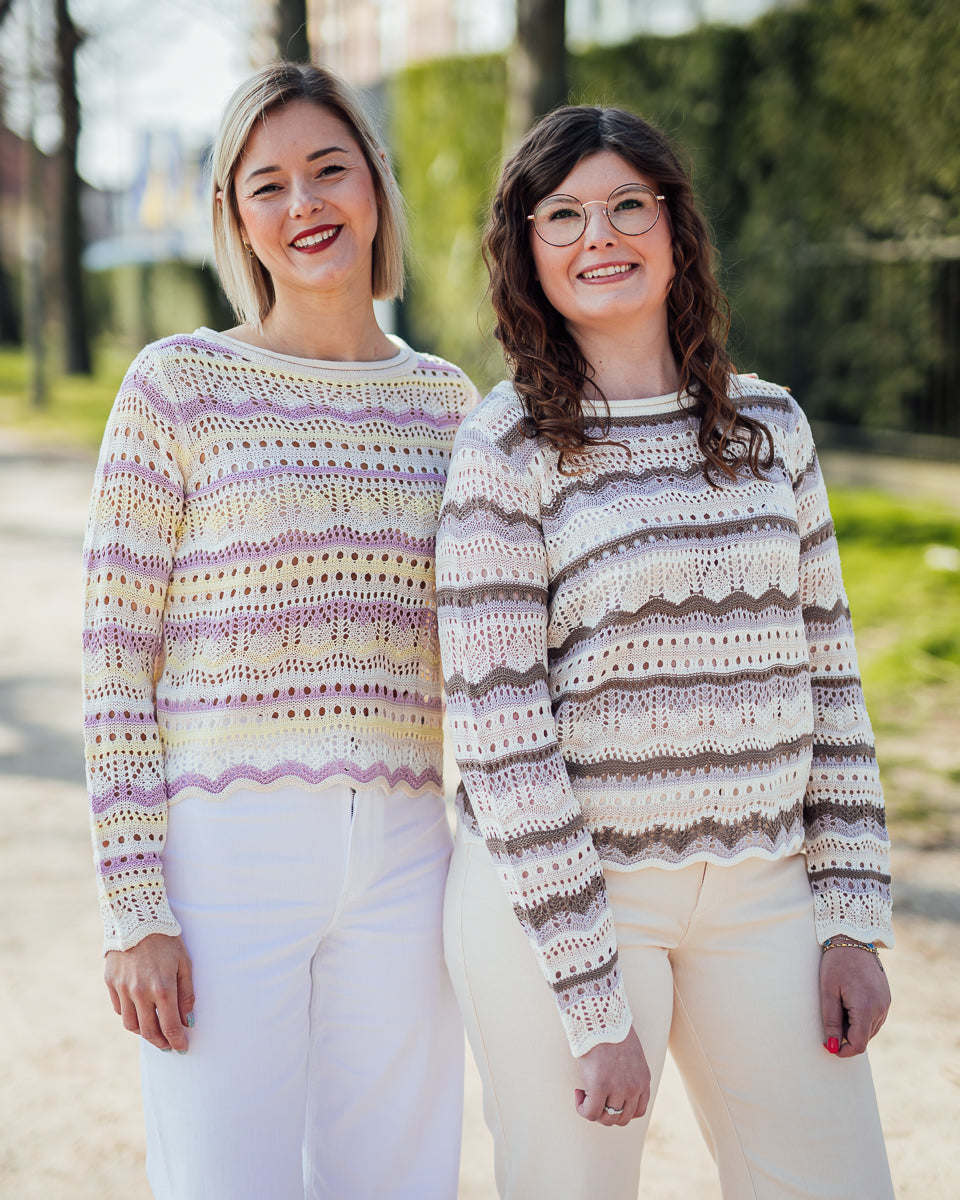 Sun Lay gehaakte top lila-geel of beige-orchid