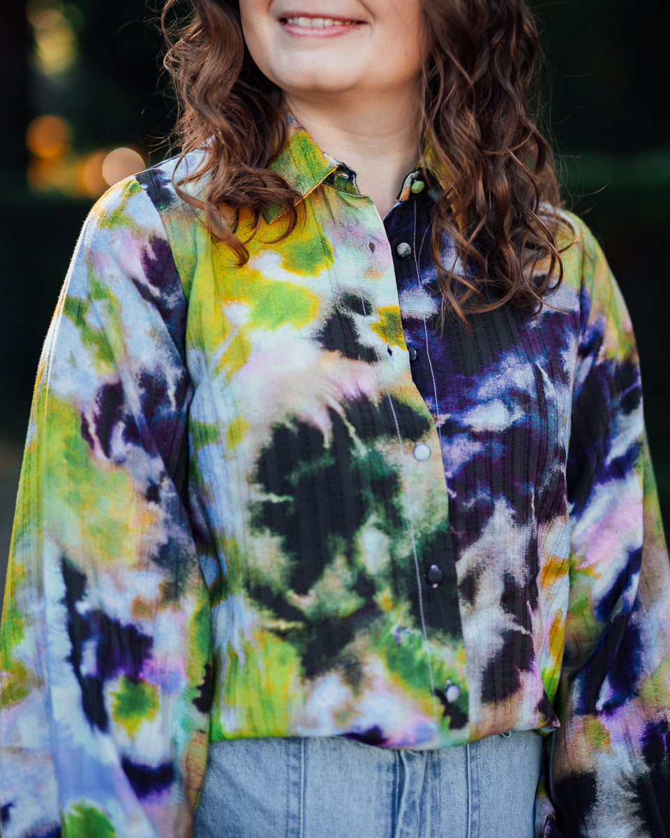 Justine Gally shirt green/blue abstract