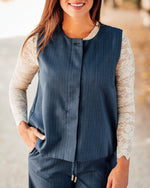 Vesta waistcoat navy blazer pinstripe