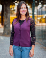 Pitia lace blouse ecru, bruin of zwart