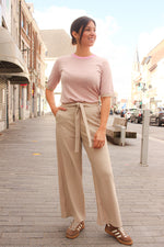 Lizza striped knit feather pink