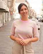Lizza striped knit feather pink