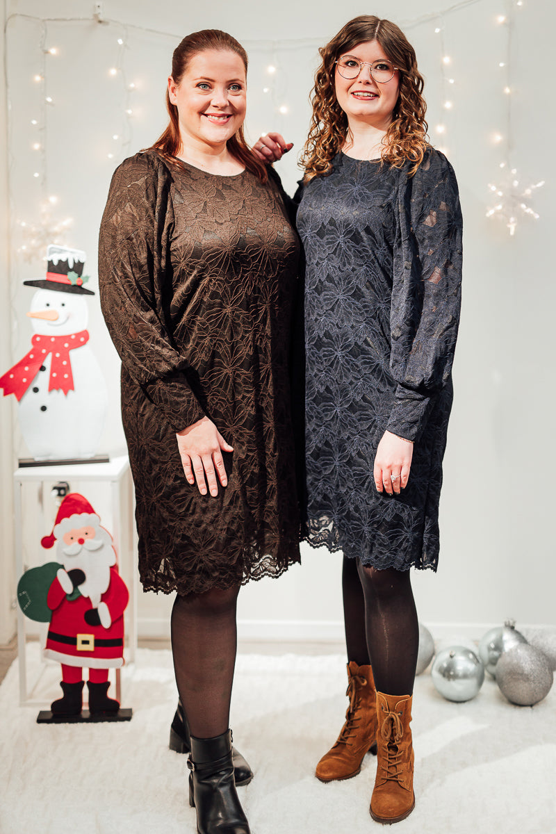 Mirabella lace dress donkerblauw of bruin