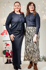 Urba satin skirt donkerblauw of beige-blauw zebra