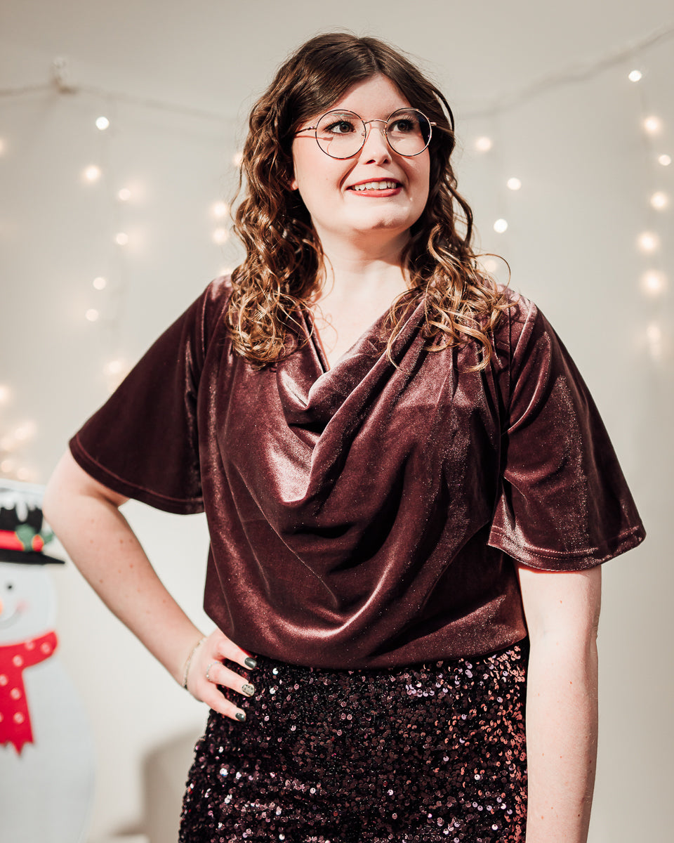 Perlina draping blouse fudge