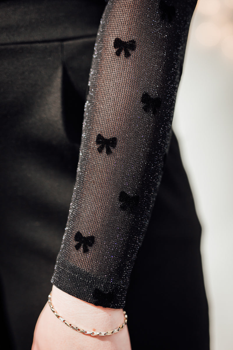 Mesh tee black bow