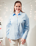 Mio lurex shirt chambray blue silver