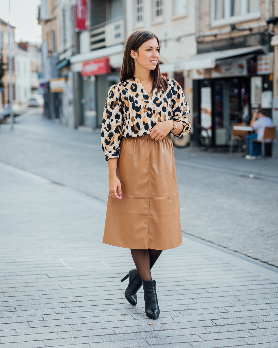 Savannah faux leather skirt toasted coconut