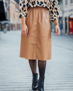Savannah faux leather skirt toasted coconut