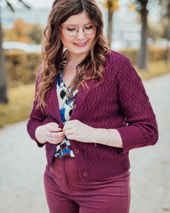 Rava cardigan 3/4 burgundy