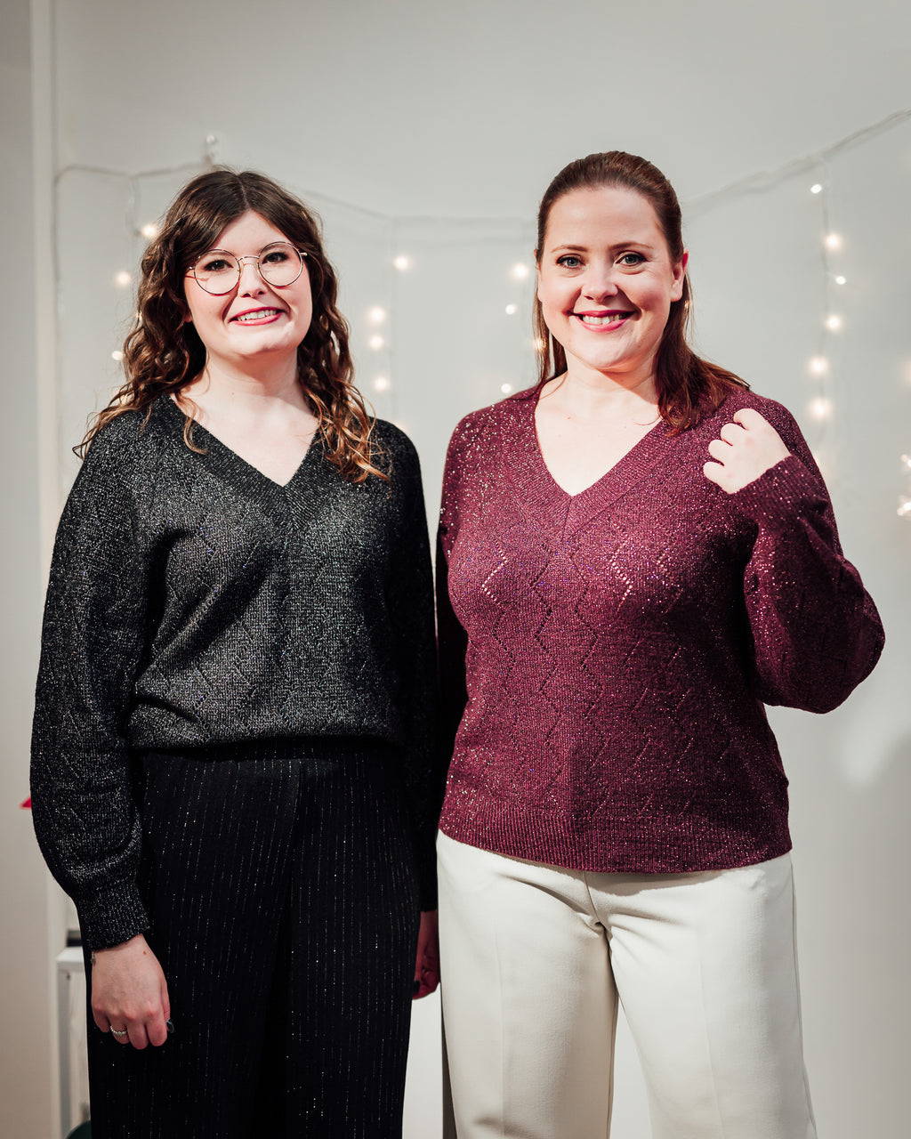 Aspen v-neck pull zwart of bordeaux