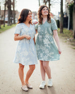 Troya short dress groen of lichtblauw