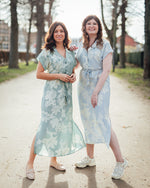 Troya midi dress groen of lichtblauw