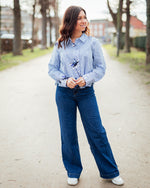 Brila shirt blue flower stripe