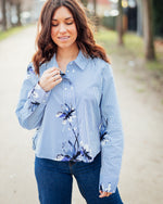 Brila shirt blue flower stripe