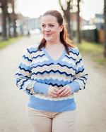 Morla vneck pointelle della robbia blue