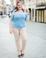 Lizza striped knit powder blue