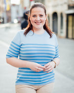 Lizza striped knit powder blue