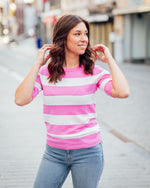Lizza striped knit pink power