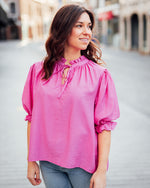 Lufia frill blouse pink power