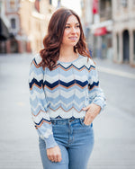 Netes pullover cashmere blue zigzag