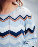 Netes pullover cashmere blue zigzag